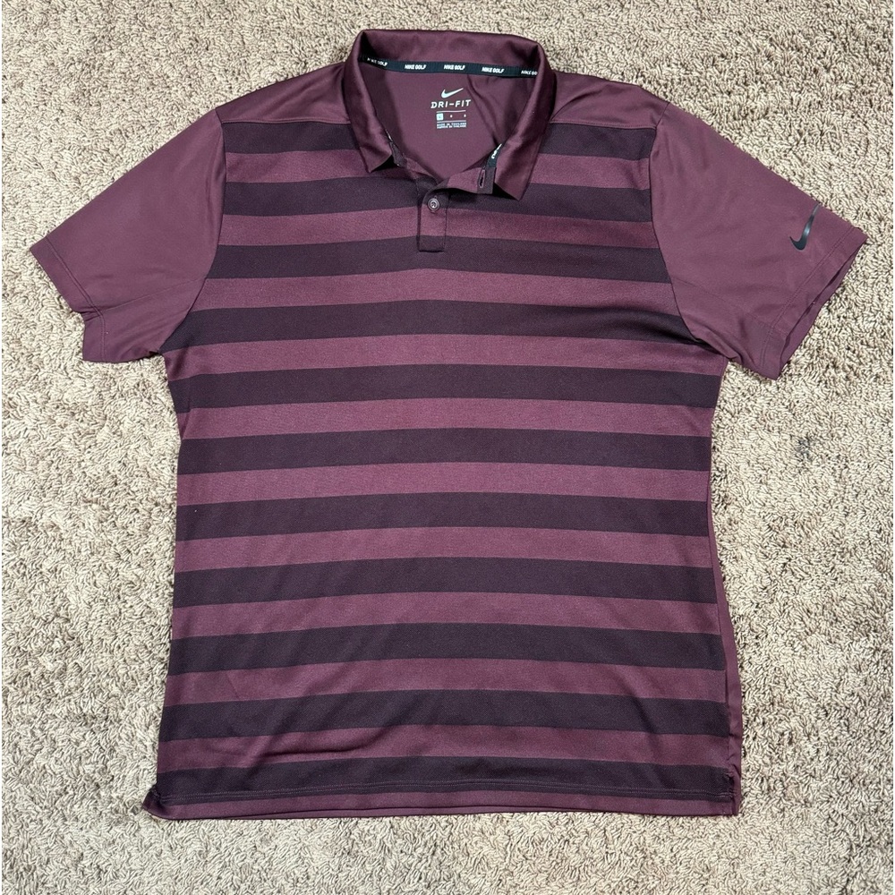 Nike Golf Polo Shirt Men’s Extra Large XL Red Striped Short Sleeve Dri Fit